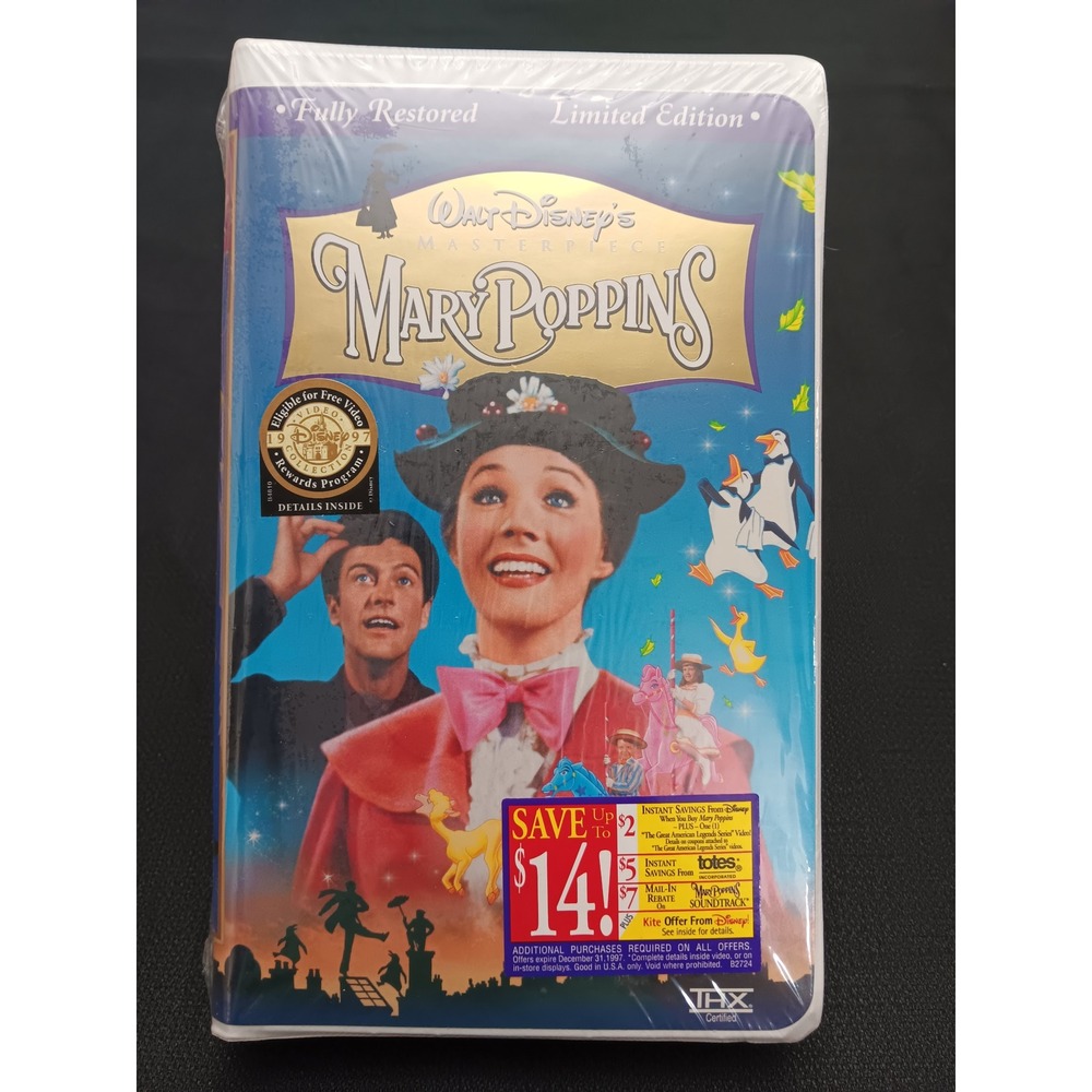 Mary Poppins VHS 1997 Walt Disney Masterpiece Limited Edition Sealed Clamshell